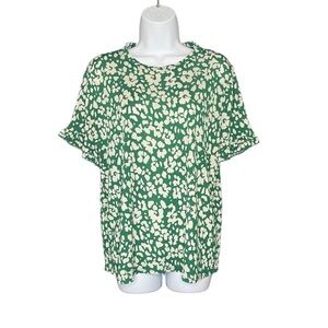 Stitch Fix Beacon Bell Ruffle Sleeve Knit Top Green Short Sleeves NWT